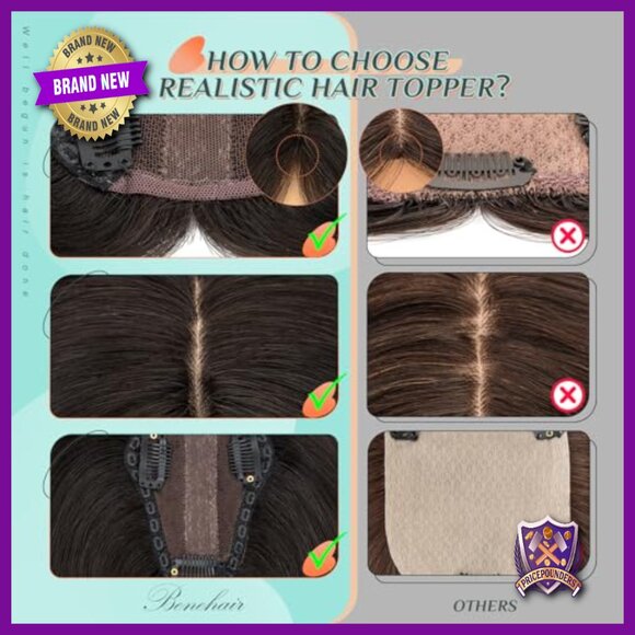 Amazon.com : Rootoo Hair Toppers for Women Real Human Hair  Real Human Hair Topper 14 Inch 40g Silk Base 3 Clips Volume Booster